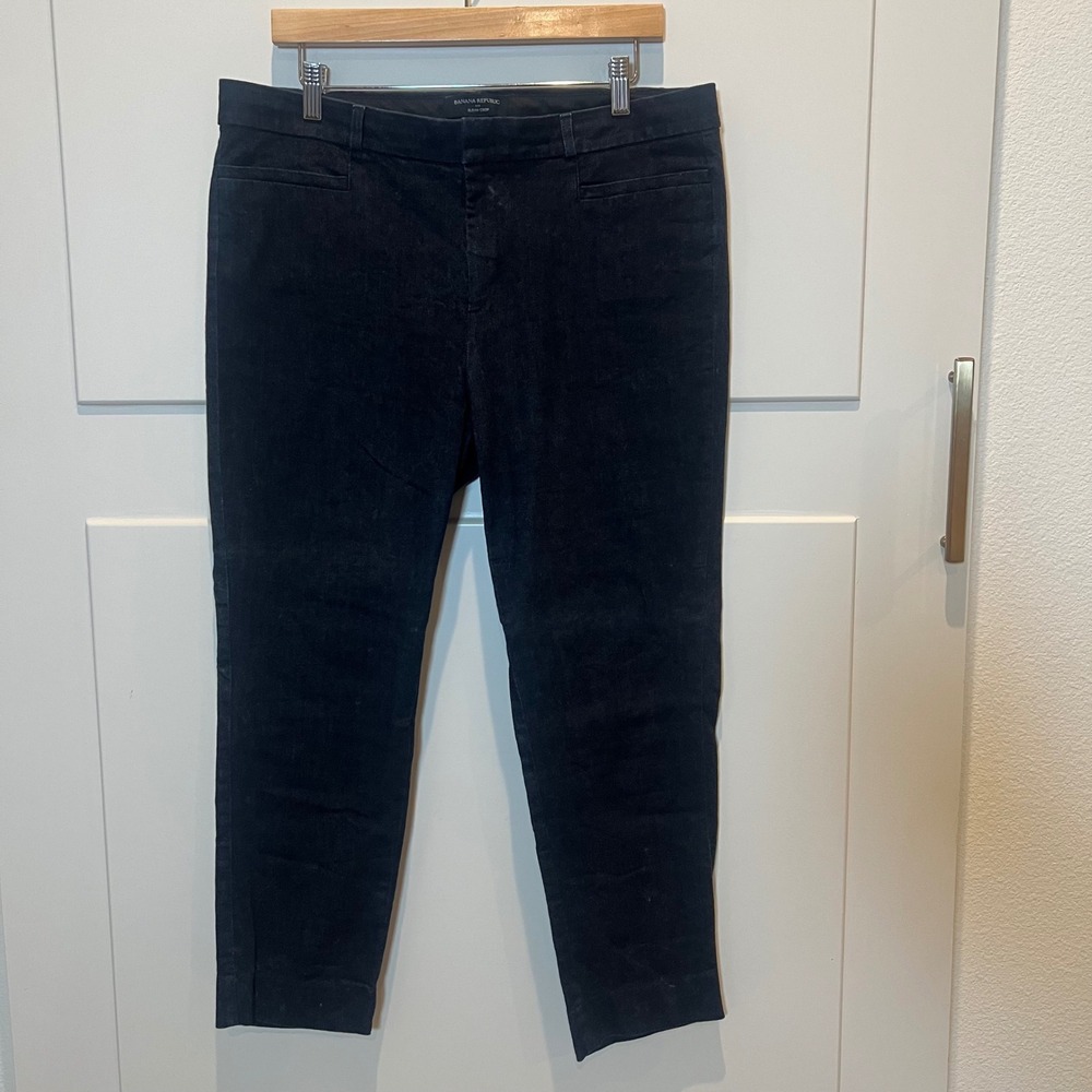 Banana‎ Republic Sloan Crop Chambray Dark Wash Denim Pants Women's Size 14 EUC